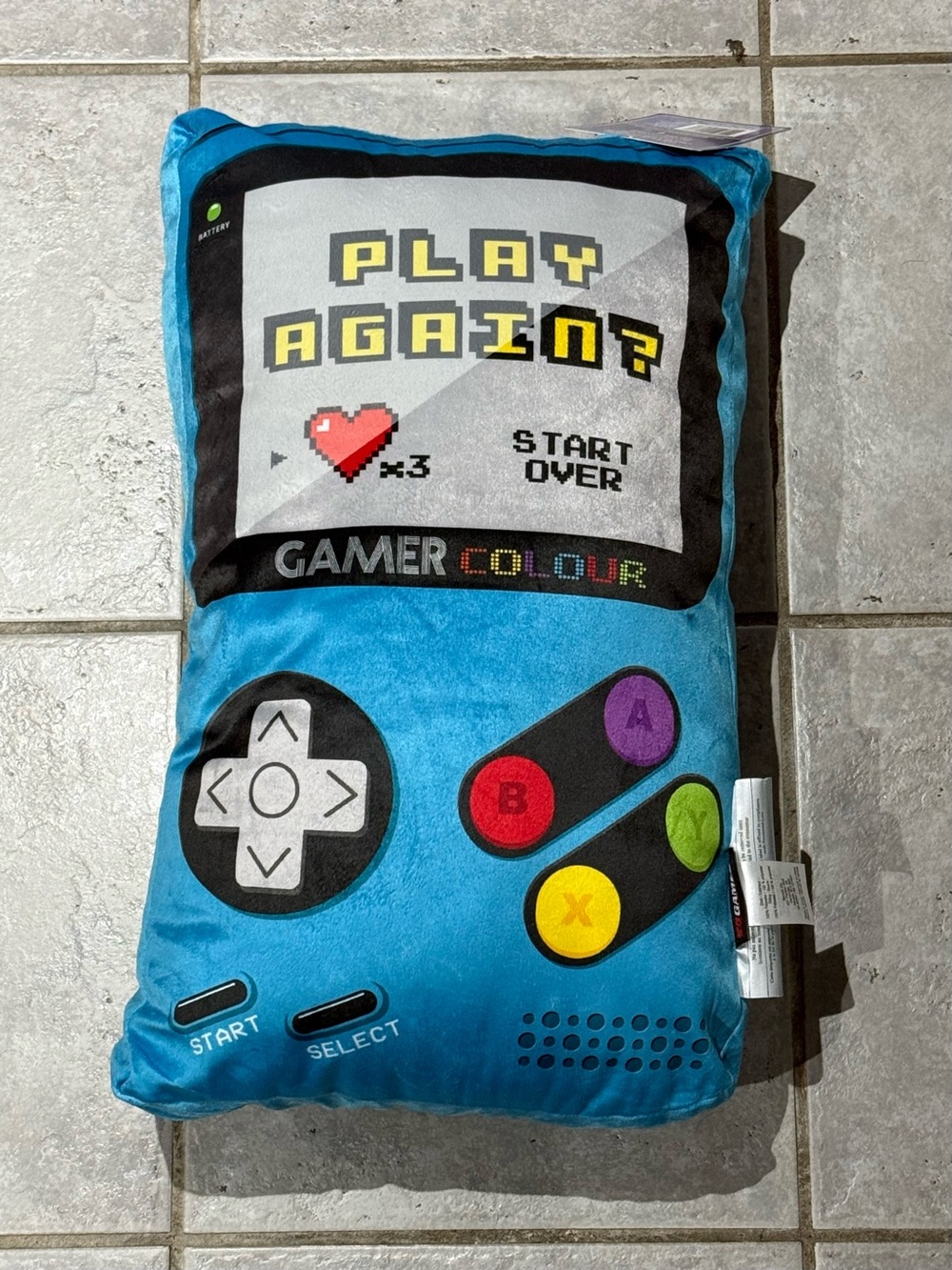 Gamer Colour Plush Game Console Pillow - Blue